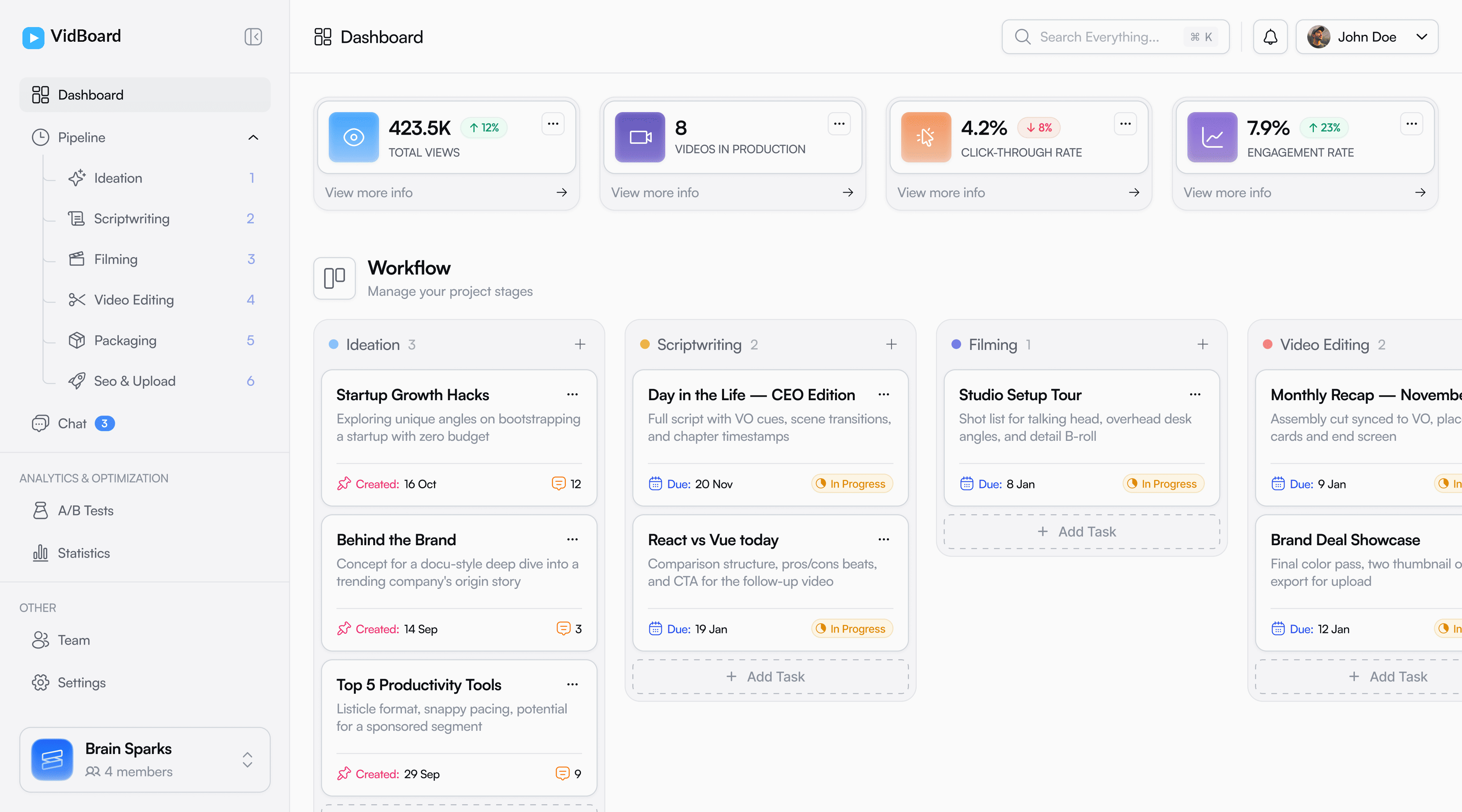 VidBoard Dashboard